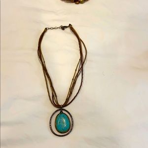 Silpada double halo leather & turquoise necklace